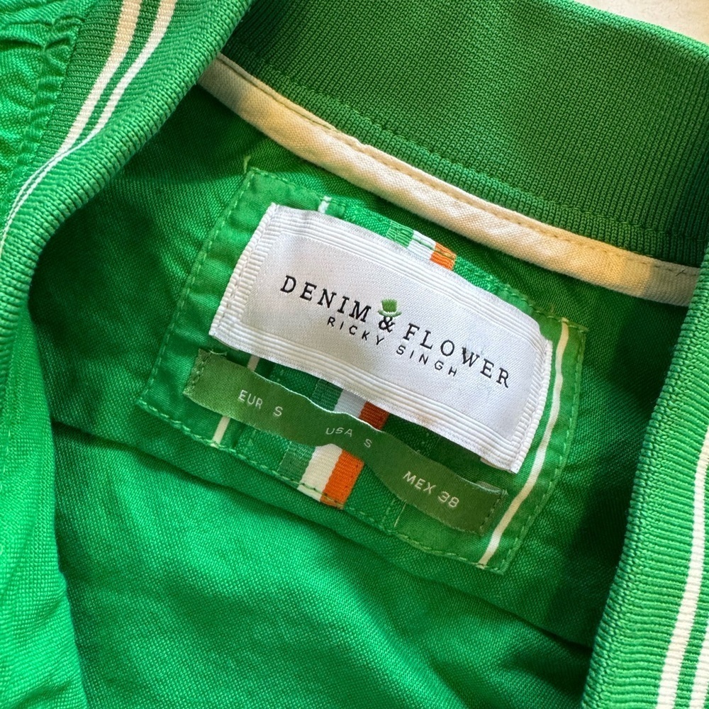 Denim & Flower St. Patrick’s Day / Ireland Vibrant Kelly Green BomberJacket - Picture 2 of 8